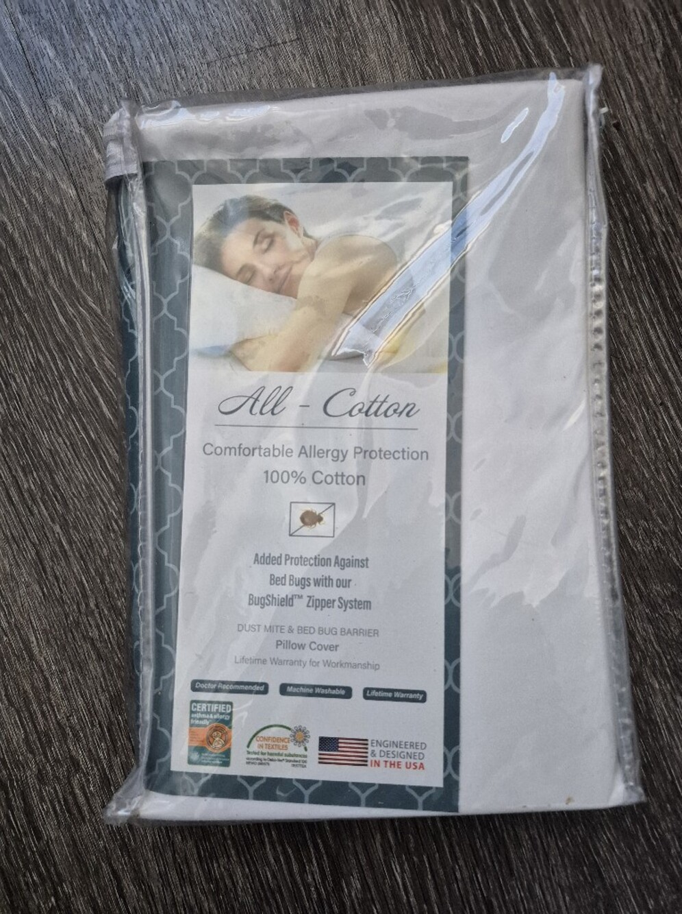 All-Cotton Allergy  Protector Pillow Cover - White